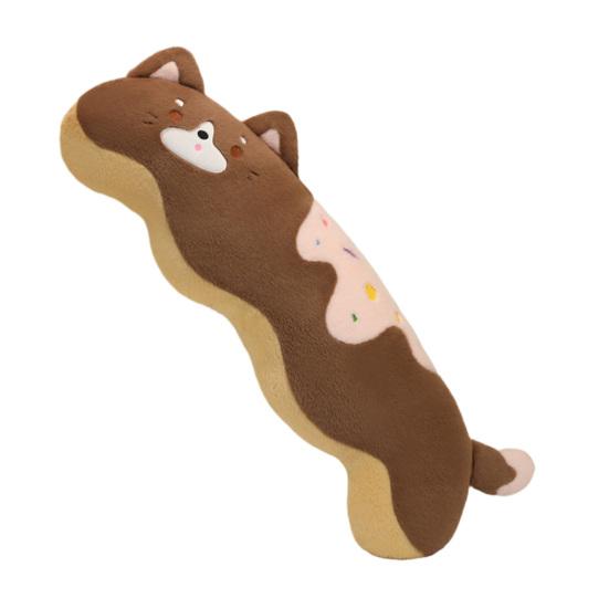 Cream Cat Plush Pillow Ergonomic Body Pillow for Side Sleeping & Cuddling 80/100cm Soft Stuffed Animal for Bed And Sofa