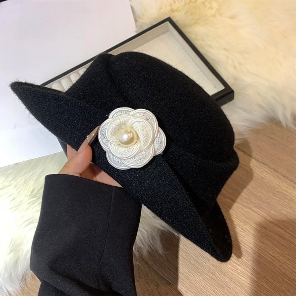 Woolen Black Felt Hat Flat-top Women Jazz Hat Fashion Hepburn Style Topper Hat  Bride