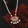 Flower Vintage Hanfu Necklace Chinese Style Ruyi Pearl Choker Elegant Longevity Lock Pendant  Girls