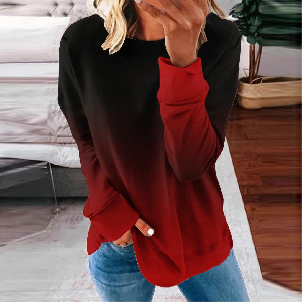 Women's Top Autumn Winter Stripe Tie-dye Print Sweatshirts Long Sleeved O Neck Gradient Hoodies Female Casual Tops