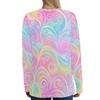 Women's gradient slogan print long-sleeve T-shirt - crew neck loose casual top, suitable for everyday wear