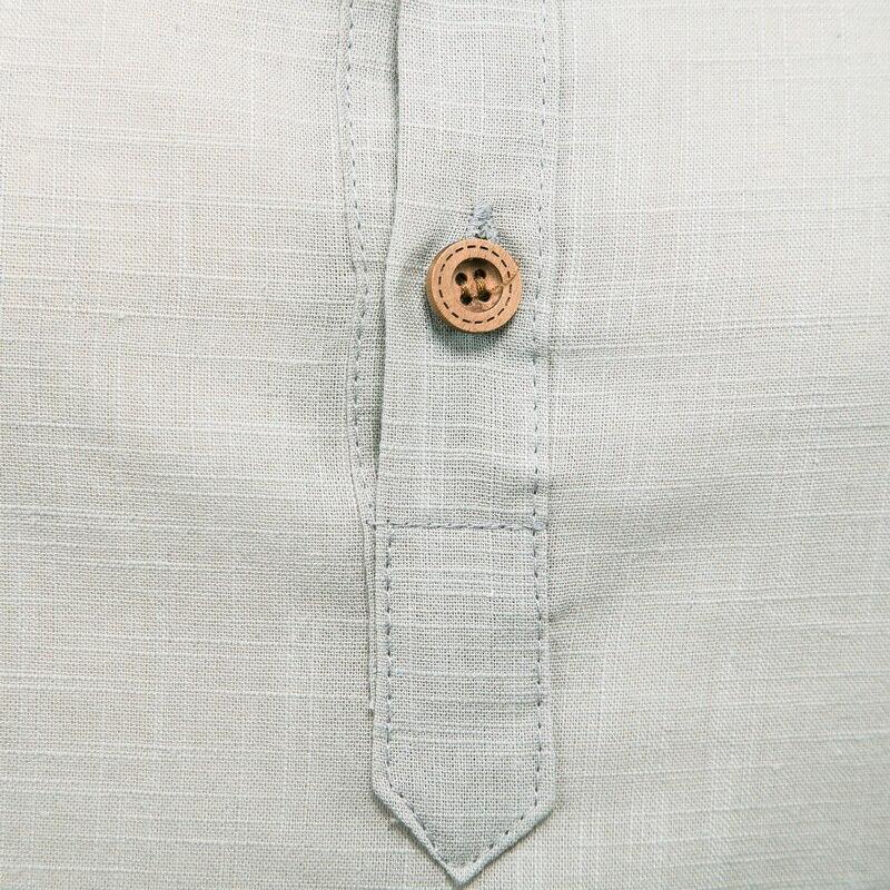 Мужские рубашки M-5XL Повседневная льняная рубашка с длинным рукавом Slim Fit Стенд воротник рубашка Мужчины