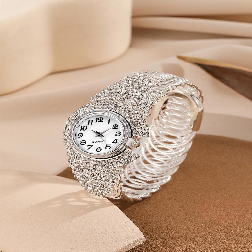 Новые женские кварцевые наручные часы из сплава с браслетом в виде крыльев, полностью инкрустированных бриллиантами
