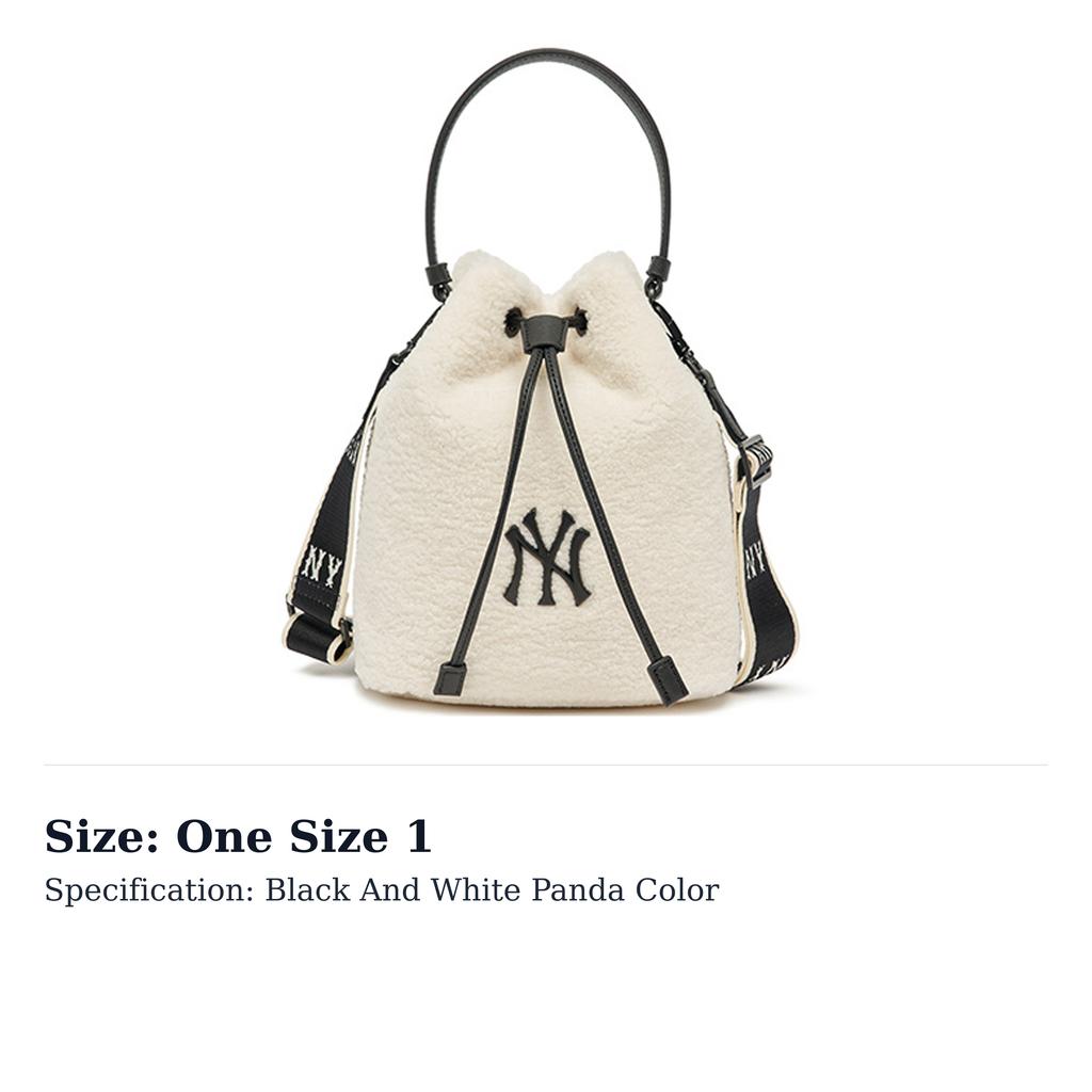 MLB Polyester Bucket Bag, Handbag, Shoulder Bag, Crossbody Bag Small Unisex Black White 3ABMS0626-50CRS