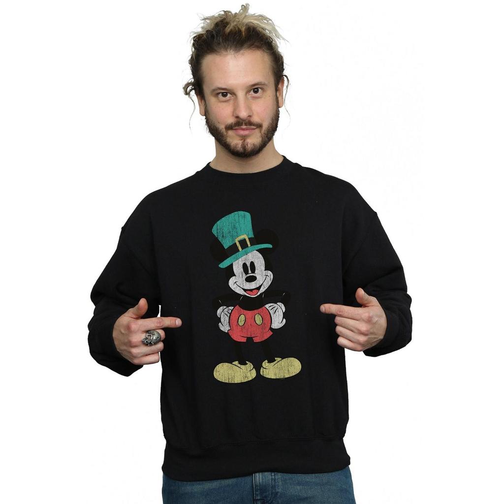 Disney Mens Mickey Mouse Leprechaun Hat Sweatshirt