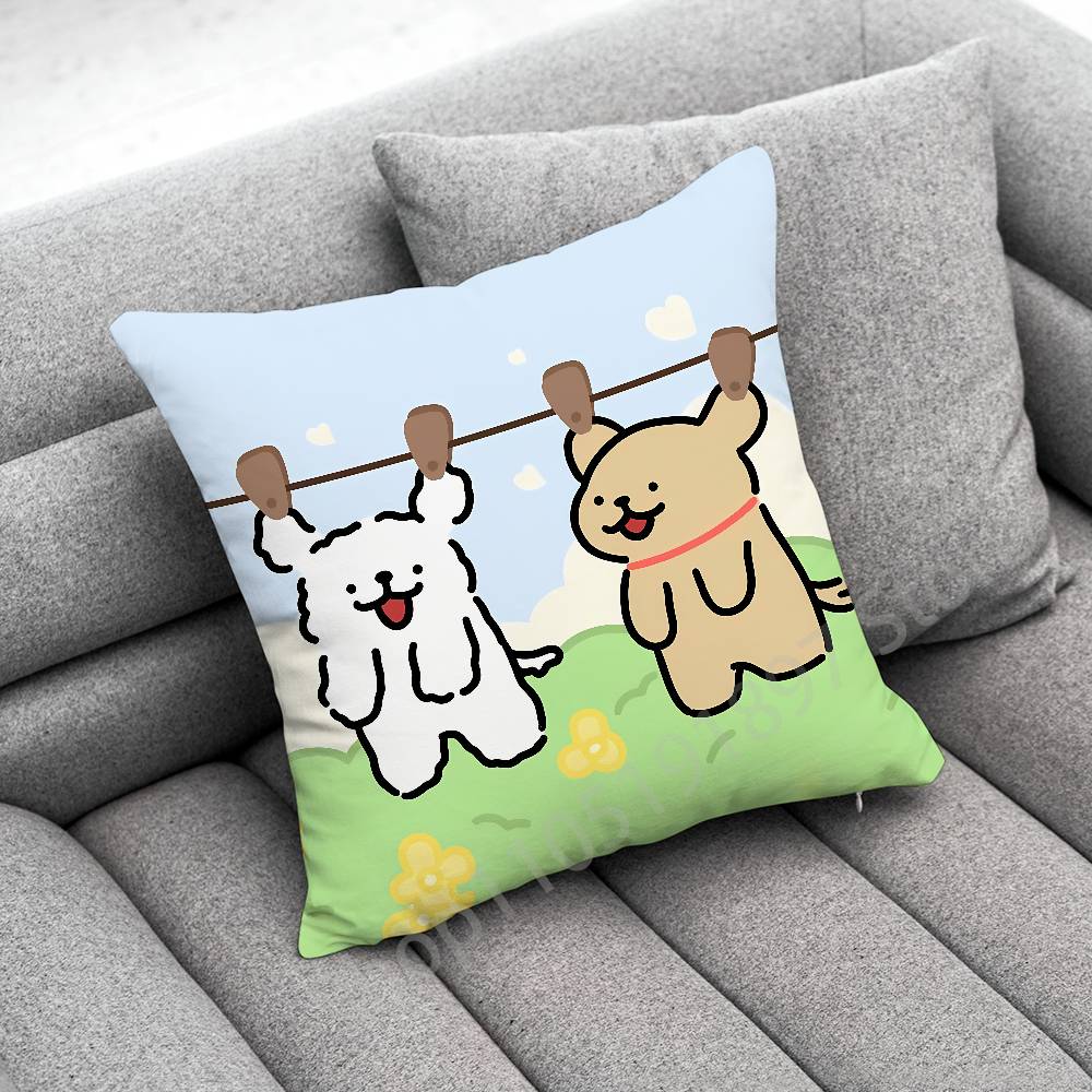 Korea Line Puppy Maltese Dog Throw Pillow Case For 30x30cm 40x40cm 45x45cm 50x50cm 55x55cm Square Sofa Pillowcase Shell