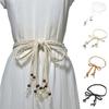 Womens Bohemia Braided Beads Thin Skinny Waist Rope Belt Self-Tie Waistband