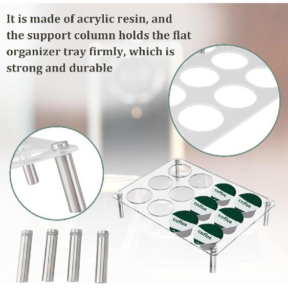 Coffee Pod Drawer Organizer, K Cup Drawer Holder Organizer, Clear Acrylic Coffee Pod Holder, K Cup Organizer Tray for Office and Kitchen (12 Holes)