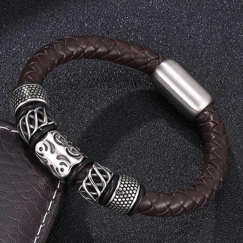 Коричневый подлинный плетеный кожаный браслет для женщин и мужчин из нержавеющей стали с подвесками в виде гордости, браслет в подарок