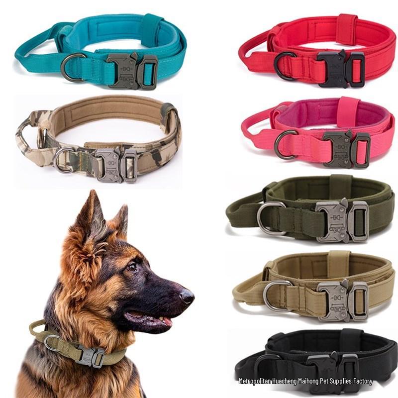 Adjustable Tactical K9 Dog Collar with Quick Release for Medium & Large Breeds