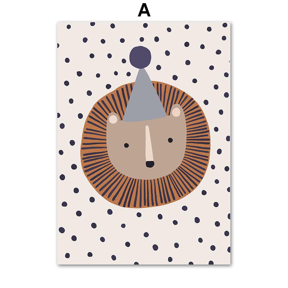 Lion Turtle Bear Cat Rainbow Boho Nursery Wall Art Canvas Painting Nordic Posters And Prints Wall Pictures Baby Kids Room Decor