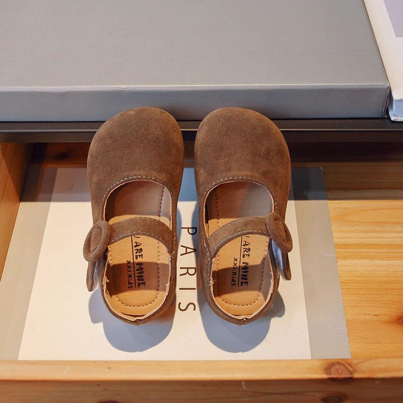 Autumn Girl's Flat Shoes Camel Brown Round Toe Shallow Kids Mary Jane Classic 21-34 Toddler Leisure Soft Daily Children Shoe