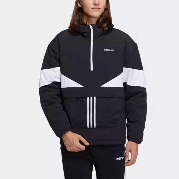 adidas Neo Color Block свободная куртка с длинным рукавом и капюшоном мужские куртки черные белые H45244