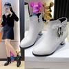 2024 женские ботильоны на высоком каблуке весенне-осенние одинарные ботинки новая женская обувь на молнии белые водонепроницаемые тайваньские туфли на высоком каблуке