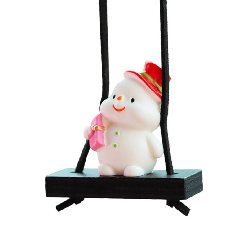 Festival Swinging Santa Auto Mirror Hanging Decoration Resin Christmas Ornament For Car Home Decoration