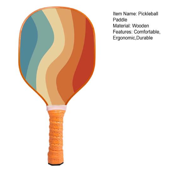 Деревянная ракетка для пиклбола с резиновым краем, эргономичная ручка, спортивные аксессуары для пиклбола на открытом воздухе