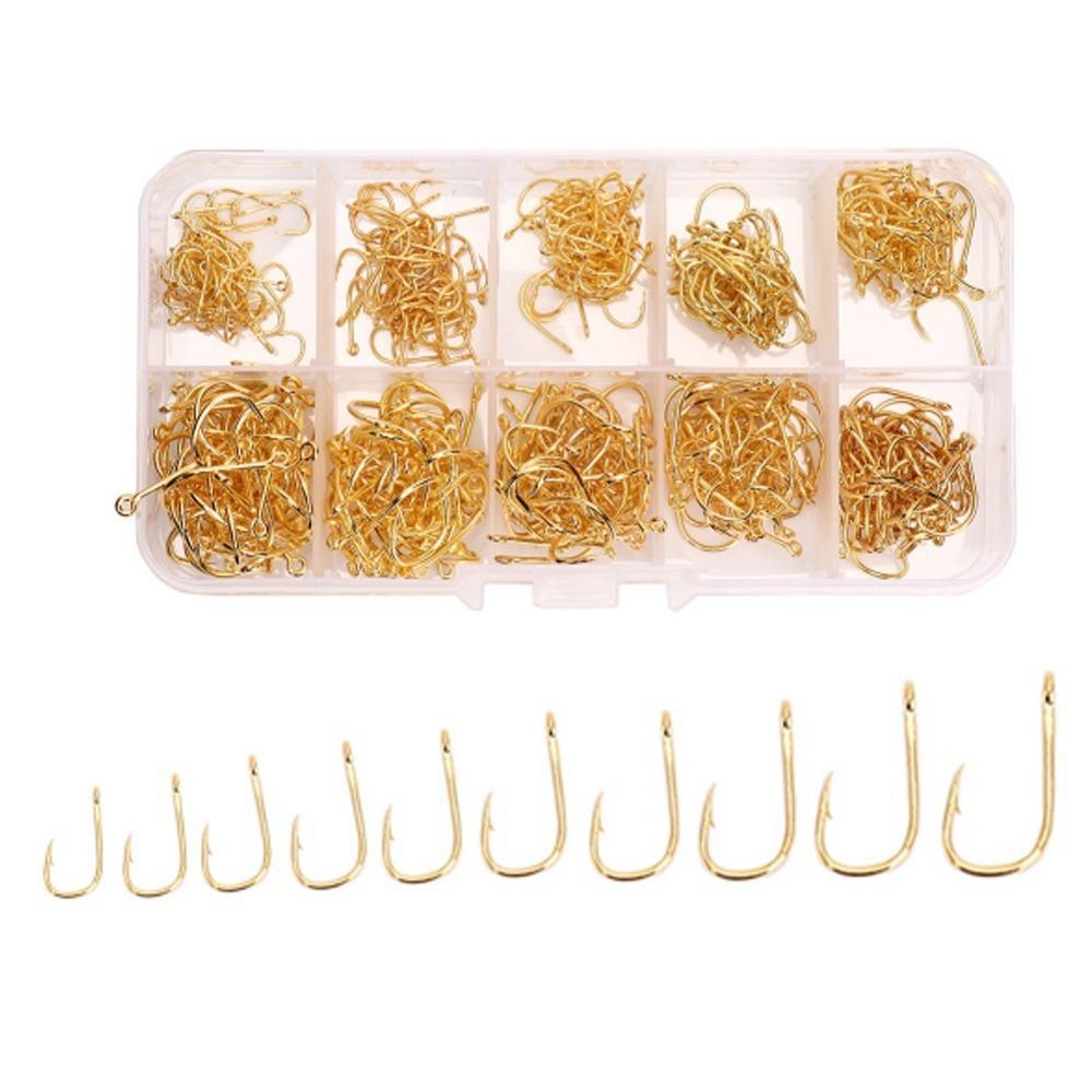 500PCS Sharpened Barb Fishing Hooks Set High Carbon Steel Fishing Hooks  Freshwater Fishing