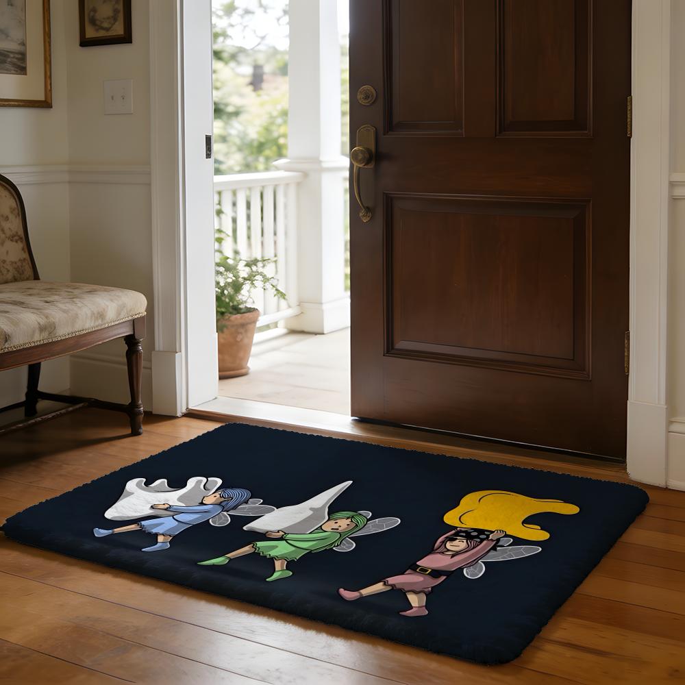 Floor Mat Soft Flannel Rug Non-Slip Absorbent Mat for Bathroom Bedroom Home Decor Dental Clinic Novelty Tooth Anime