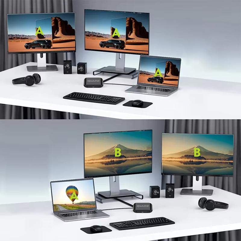 USB C To HDTV-Compatible/DP Splitter 8K Splitter MST Displayport Splitter Type-C Splitter for Dual Monitor Extended