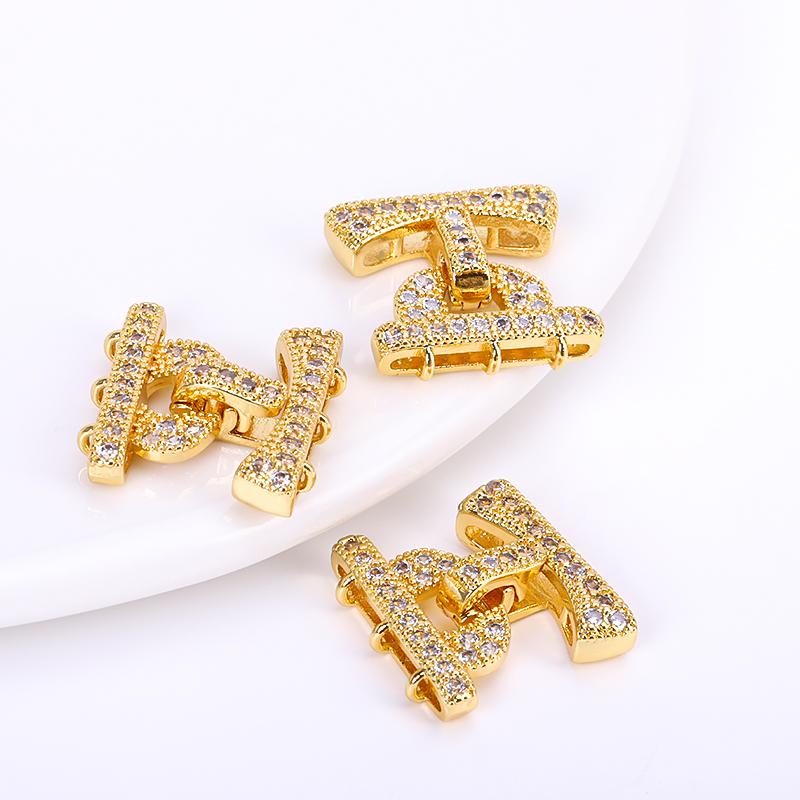 17.5X18MM Позолоченное 18K Золотом Соединитель-Застежка на 3 Нити, Застежка-Крепление с Инкрустацией Цирконами для Изготовления Жемчужных Ожерелий Вручную