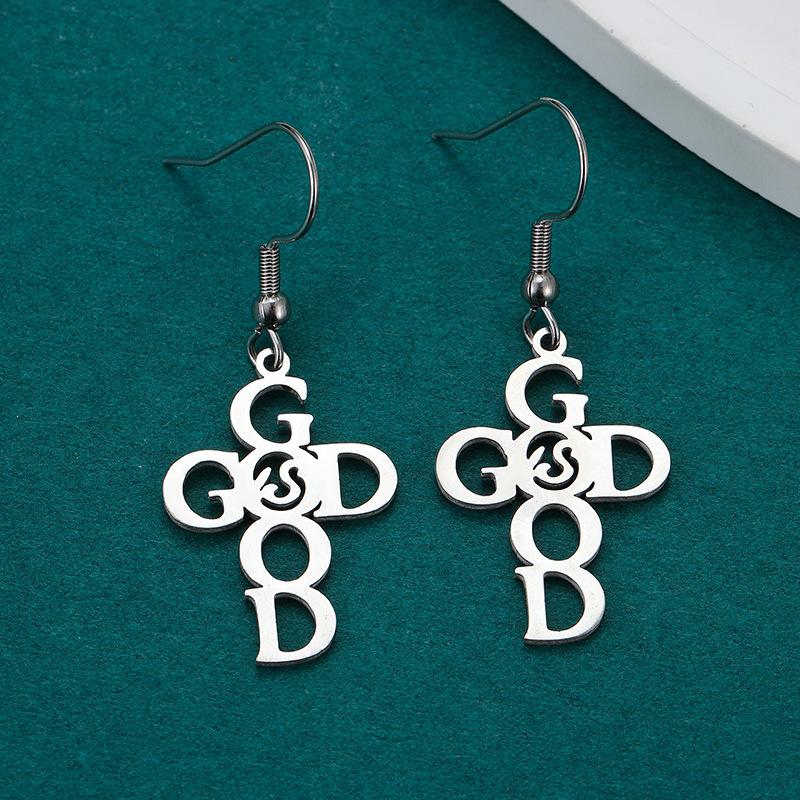 1 Pair Cross Drop Earrings for Women Men Gothic Punk Cross Dangle Hooks Earrings Girls Party Holiday Jewelry Gifts