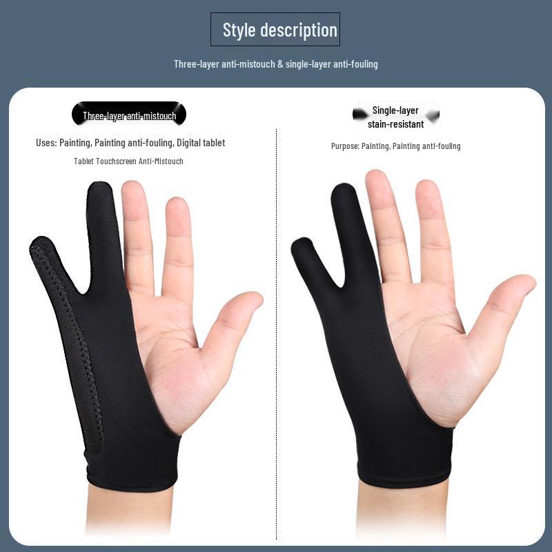 Two-Finger Anti-Touch Art Gloves: Sweat-Proof, Stain-Resistant for Oil Painting, Sketching, and Drawing.