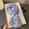 Exquisite Blue and White Woods Scarf for Women In Spring and Summer Travel On The Beach Sun Protection Shawl In Autumn Thin Cotton Linen