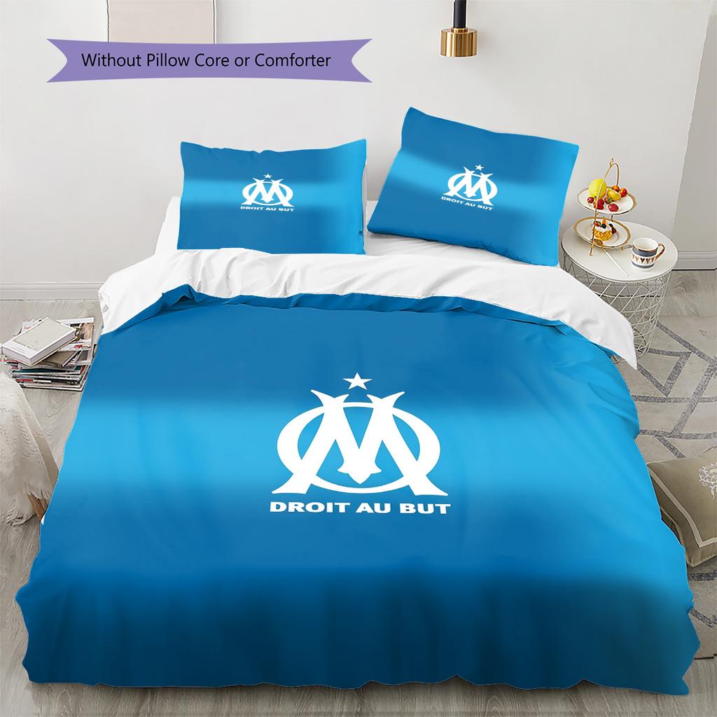 Olympique de Marseille Pattern Bedding Quilt Set Home Decoration Gift (1 * duvet cover + 2 * pillowcase without core)