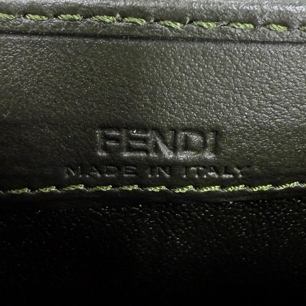 Great FENDI Purse Peekaboo Dark green leather Women 8M0377 Used