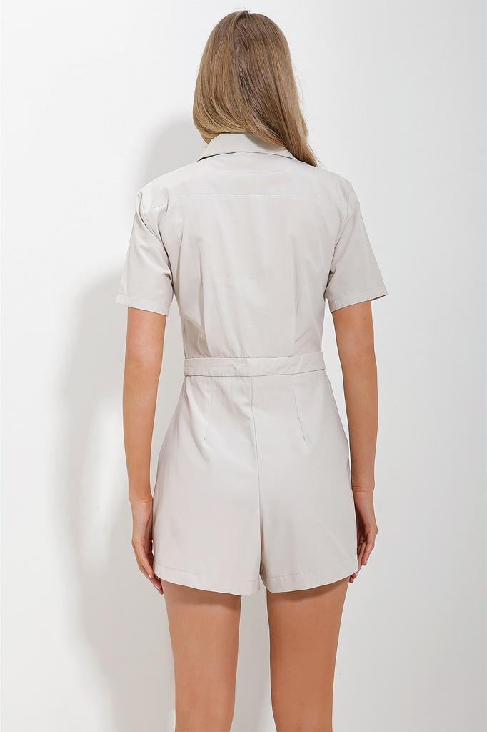 Женский комбинезон, новый сезон, модные мятные шорты с воротником рубашки и двойными карманами, комбинезоны