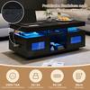 100x50x43cm Black High-Gloss Coffee Table, with LED Lights Controllable, Mobile App, Living Room Table with Cabinet, Sofa Table with Charging Port And