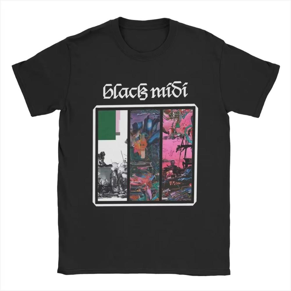 Black Midi Discography Er T-Shirt for Men Novelty Cotton Tees Crew Neck Short Sleeve T Shirt Big Size Clothing
