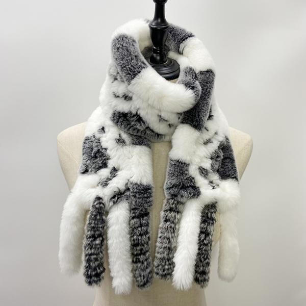 Шарф из натурального кроличьего меха, женские зимние теплые шали, модные клетчатые вязаные шарфы из натурального меха Bufanda, роскошный дизайнерский шарф