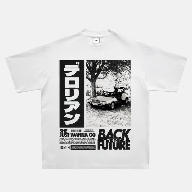 2024 RWB Car Black and White Short Sleeve JDM Car Culture T-shirt Hip Hop American Small Neckline Hiphop Top Vintage