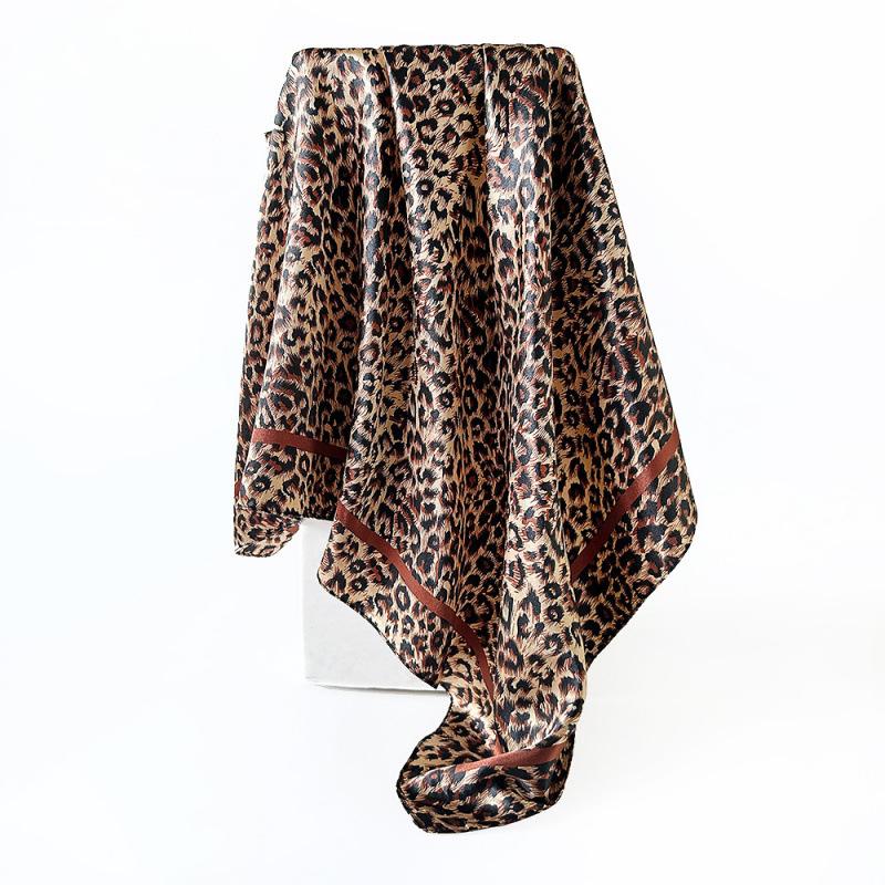 Leopard print silk scarf 90 artificial silk square scarf women's satin square scarf scarf moslin bag headscarf