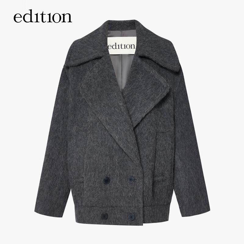 Женское пальто свободного кроя с лацканами, смесовая альпака