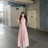 Летнее Новое Розовое Платье-Майка Женское Повседневное Высококлассное Изысканное С Завышенной Талией Приталенное Торт Длинная Юбка