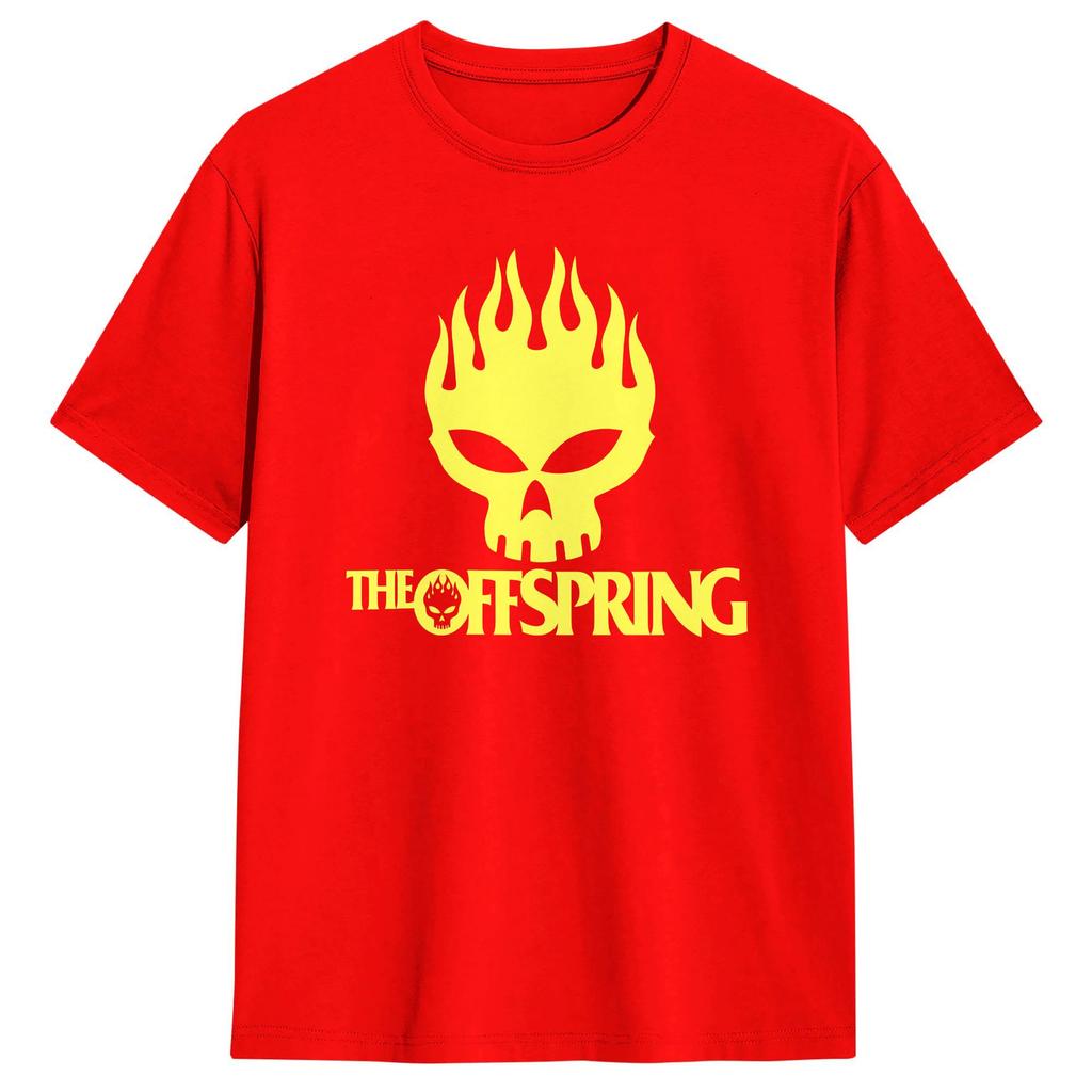Мужская футболка с логотипом группы The Offspring Хлопковая одежда Модная футболка с коротким рукавом и круглым вырезом Идея для подарка Футболка