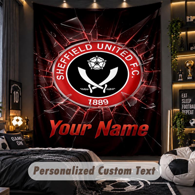 TapestrySheffield United FC Custom Name Text Personalized Wall Hanging Tapestry Home Wall Decor