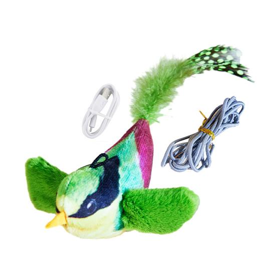 Игрушка для кошек «Птицы, хлопающие крыльями» Интерактивный летающий воробей с реалистичным щебечущим звуком, активируемый прикосновением Мягкая игрушка для котят «Птицы» для домашних кошек