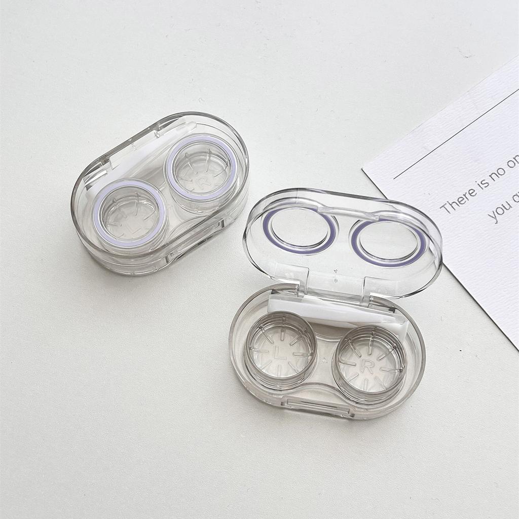 Women Clear Beauty Pupil Storage Box Travel Eye Care Container Contact Lens Cases Pink Transparent Colored Contact Lens Case