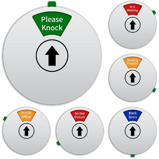 Office Door Sign- Do Not Disturb/Out of Office/Please Knock/In a Meeting/Working Remotely/Back Soon, Rotating Privacy Door Sign Conference, 6 Inch,