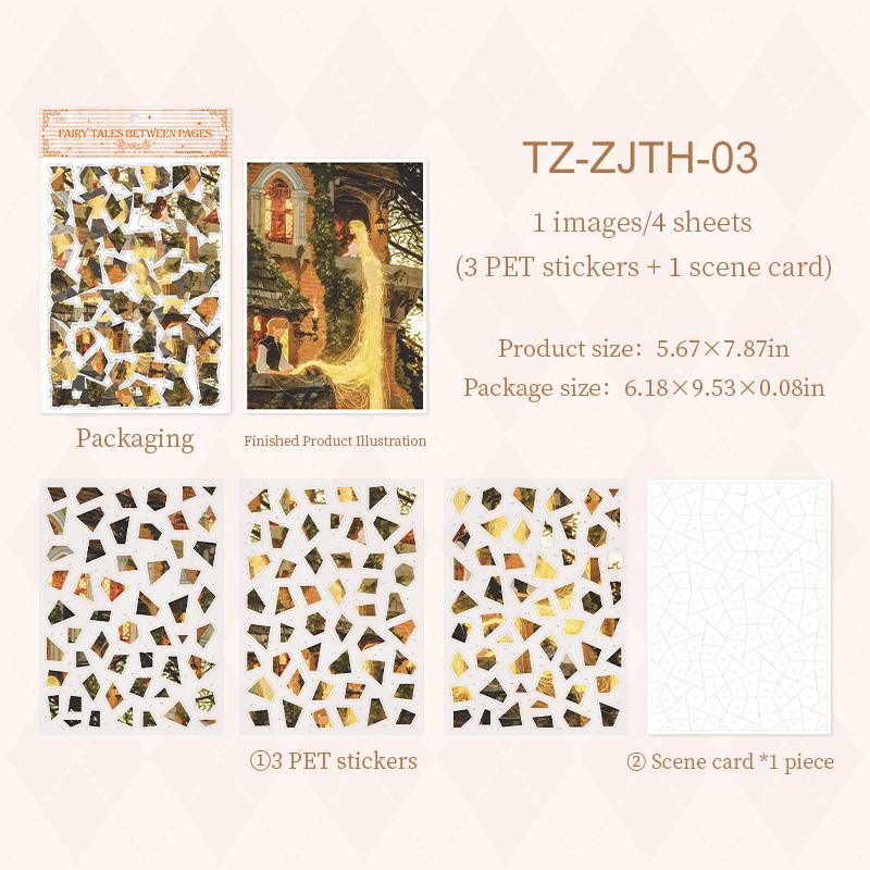 JIANWU Fairy Tale Between Pages Series Vintage Character Material Collage Pieces Puzzle Sticker Creative DIY Journal Stationery