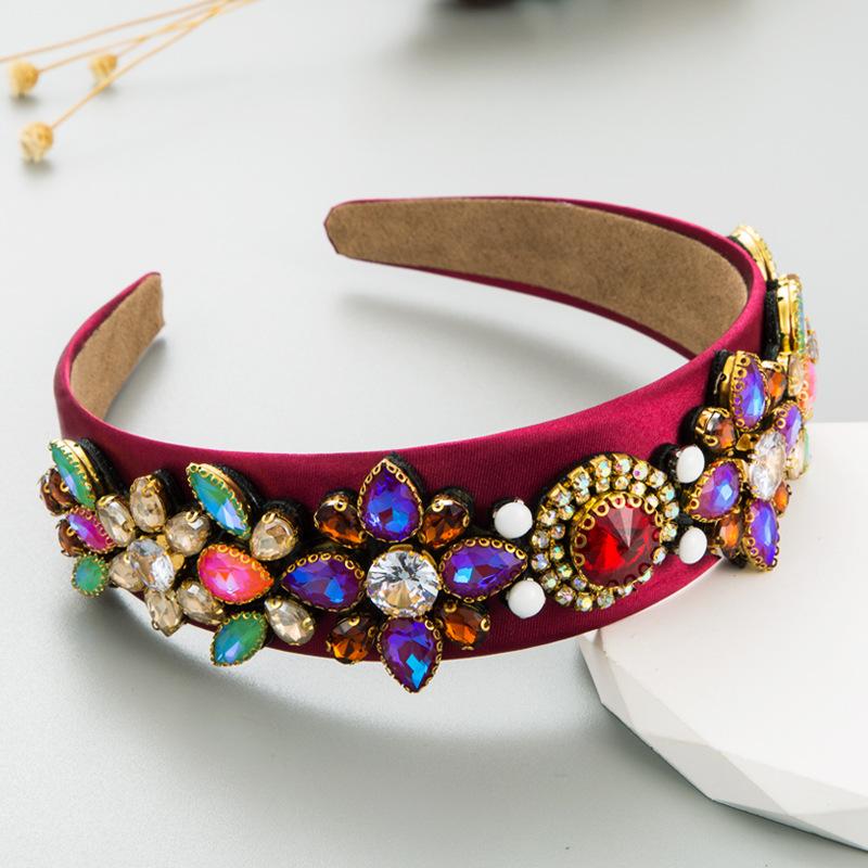 Женская тяжелая промышленность, полный кристалл, винтажная повязка на голову с широкими краями в стиле барокко, инкрустированная высококачественная женская повязка для волос
