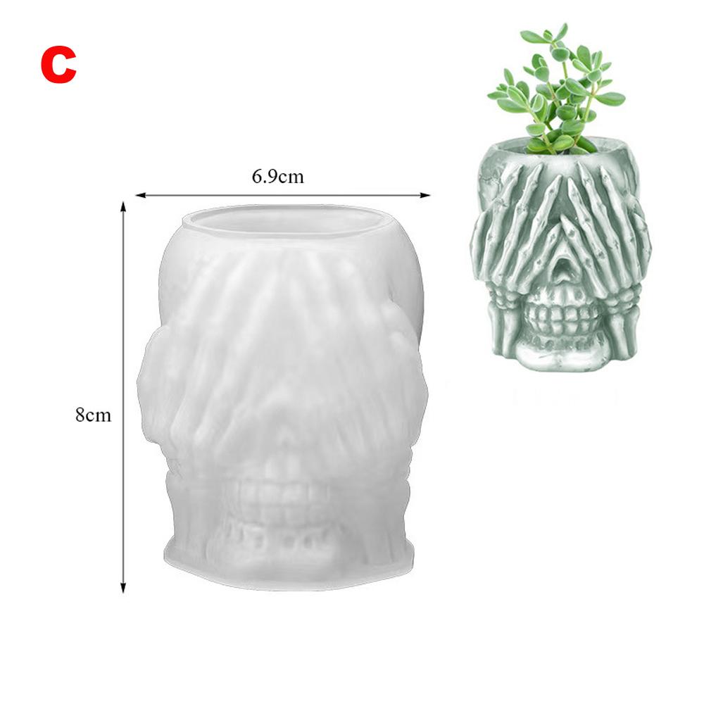 1 Pc Halloween Decorative Silicone Mold 3D Skull Resin Silicone Mold DIY Storage Box Mould Soap Plaster Casting Holiday Gifts
