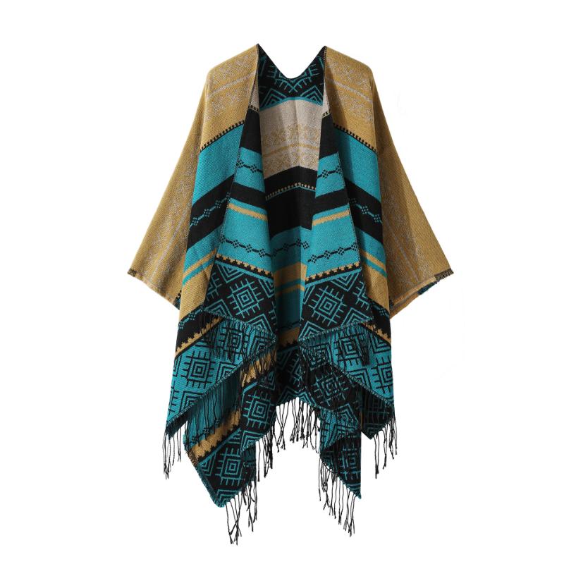 Ethnic Style Shawl Summer Outer Wear Women's Large Shawl Cape Cloak High-end Knitted Scarf
