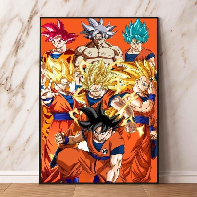 Popular Anime Poster with Seven Dragon Ball Characters, Wall Decoration for Children