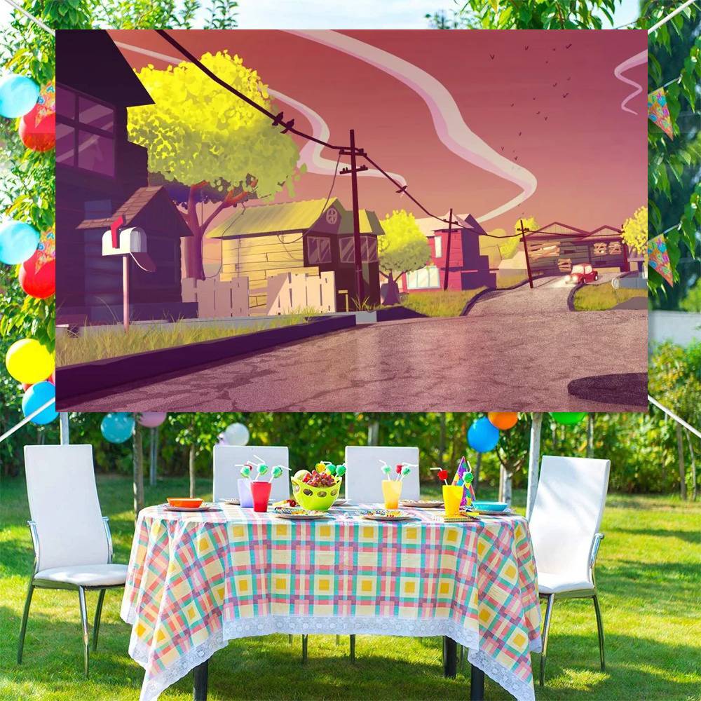 Game HELLO N-NEIGHBOR Photography Backdrops Kids Birthday Photo Background Studio Portraits Photocall Props