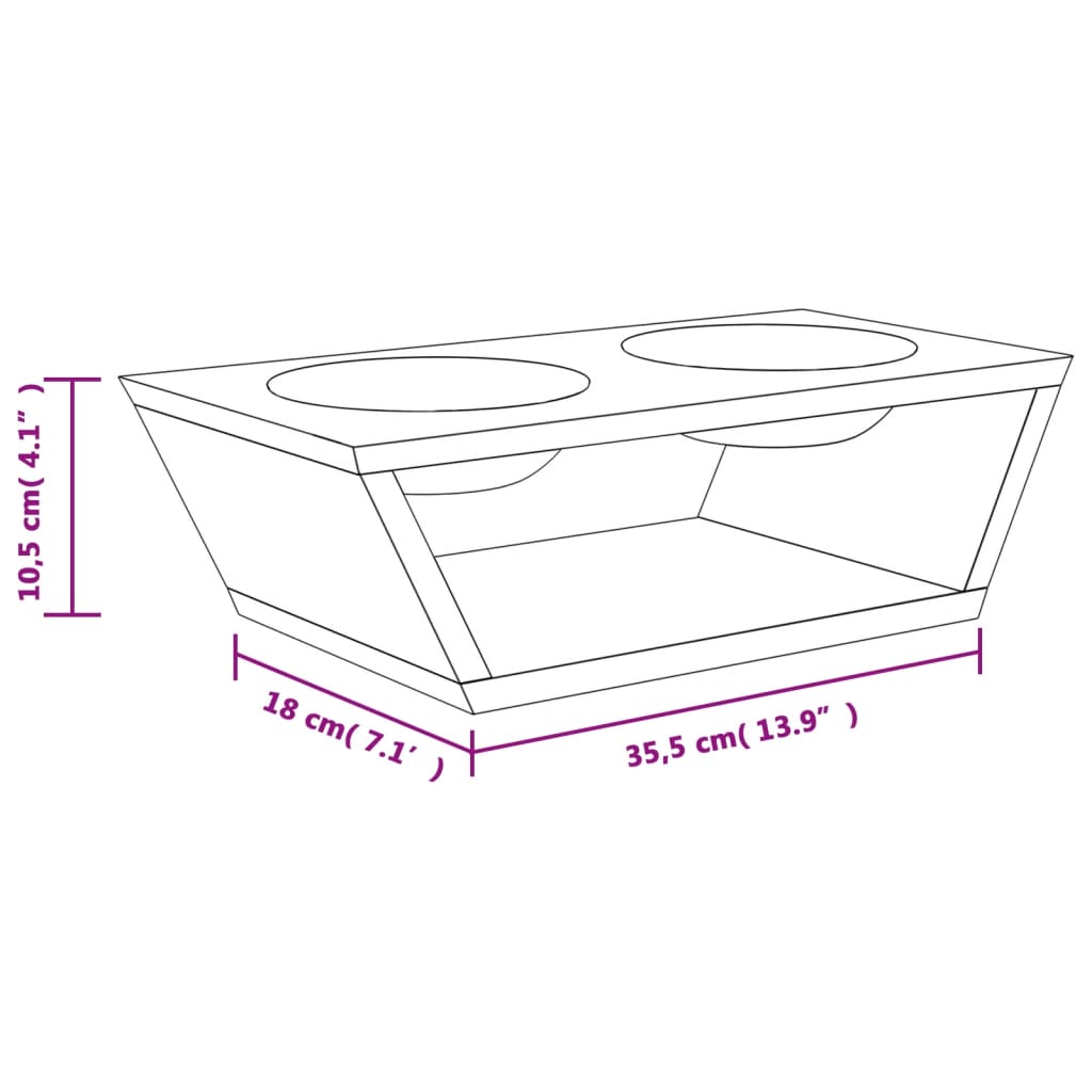 Elevated Dog Bowls 35.5 x 18 x 10.5 cm Bamboo