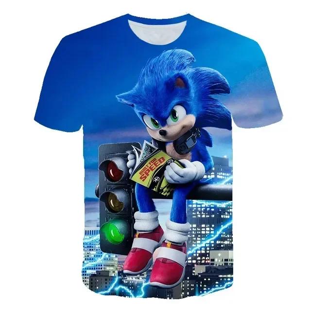 2025 MINISO The Summer New Style Sonic T-shirt Kids Clothing Boys Cartoon Game Sonic Boys Clothes Children T-shirt Clothes for Girls
